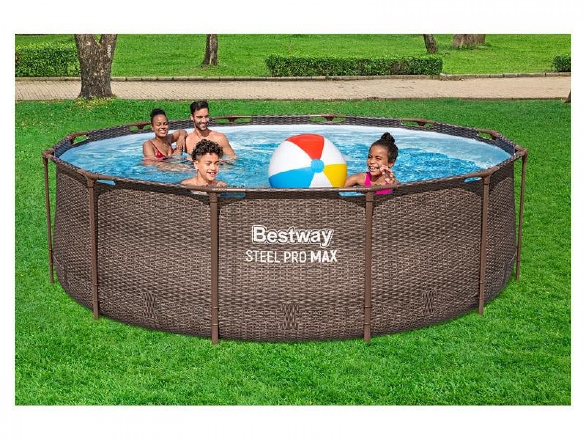 Conj Piscina Redonda Steel Pro Max Cinzenta 366X76CM Bestway