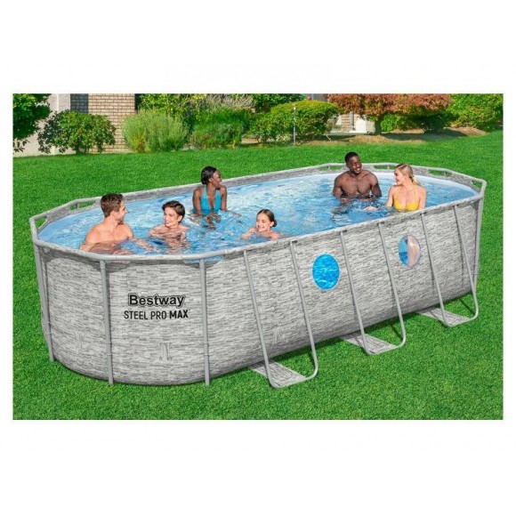 CJ Piscina Oval Steel Pro Max Cinzenta 549X274X122CM Bestway CJ Piscina Oval Steel Pro Max Cinzenta 549X274X122CM Bestway