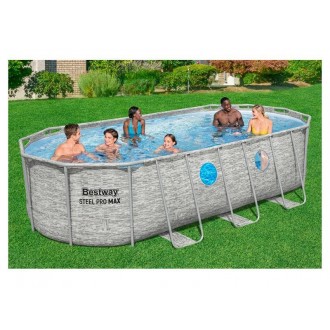 CJ Piscina Oval Steel Pro Max Cinzenta 549X274X122CM Bestway CJ Piscina Oval Steel Pro Max Cinzenta 549X274X122CM Bestway