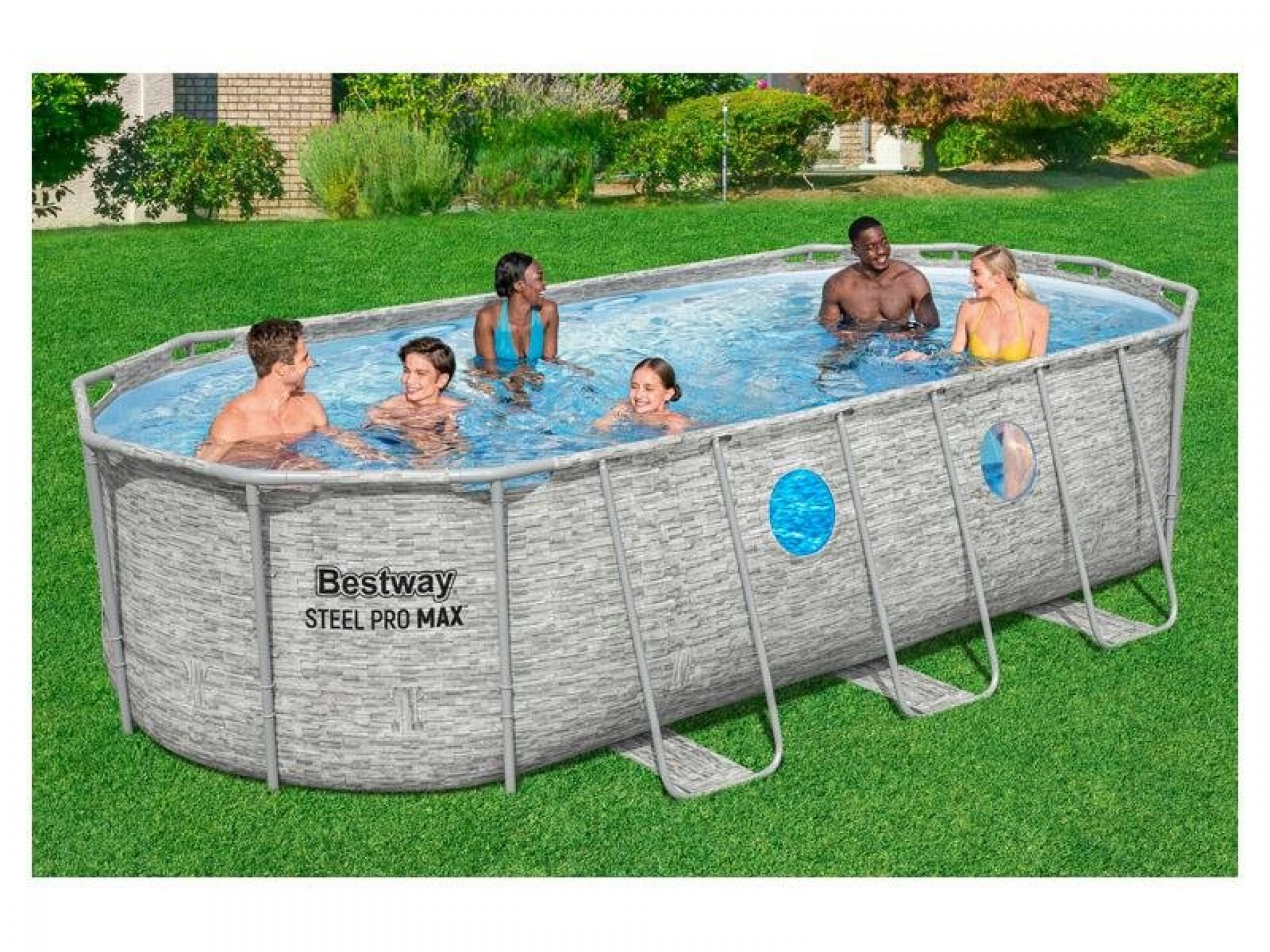 CJ Piscina Oval Steel Pro Max Cinzenta 549X274X122CM Bestway