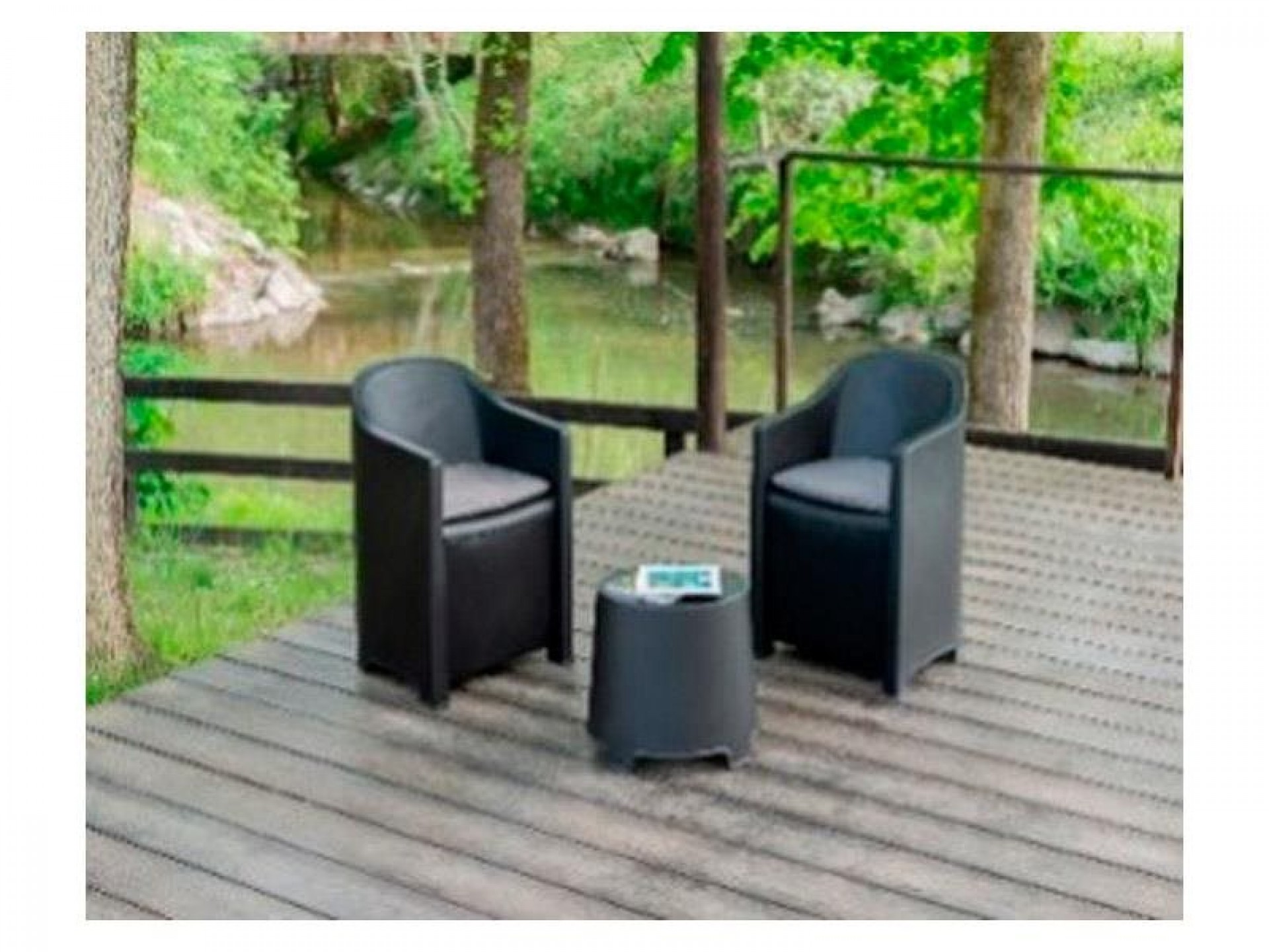 Conjunto LUNA Com Almofadas 2 Pessoas Antracite 80X60X76CM PROGARDEN