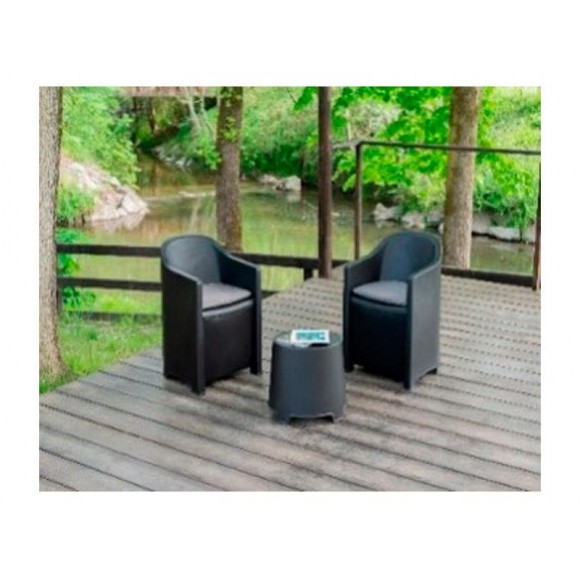 Conjunto LUNA Com Almofadas 2 Pessoas Antracite 80X60X76CM PROGARDEN Conjunto LUNA Com Almofadas 2 Pessoas Antracite 80X60X76CM PROGARDEN
