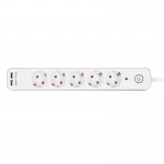 Extensão 5 tomadas c/ int e 2usb 1,5m ASLO Extensão 5 tomadas c/ int e 2usb 1,5m ASLO