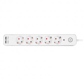 Extensão 5 tomadas c/ int e 2usb 1,5m ASLO Extensão 5 tomadas c/ int e 2usb 1,5m ASLO