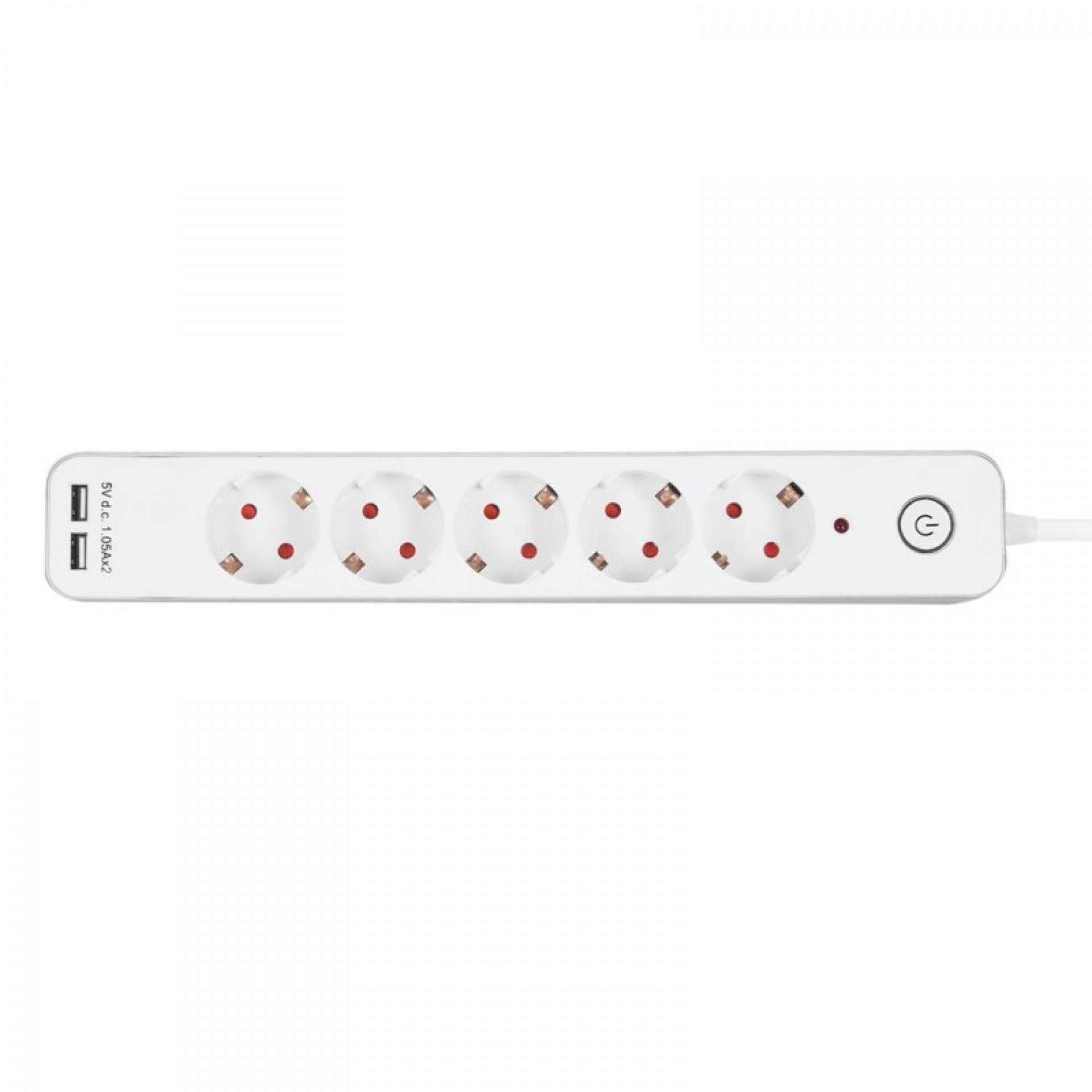 Extensão 5 tomadas c/ int e 2usb 1,5m ASLO