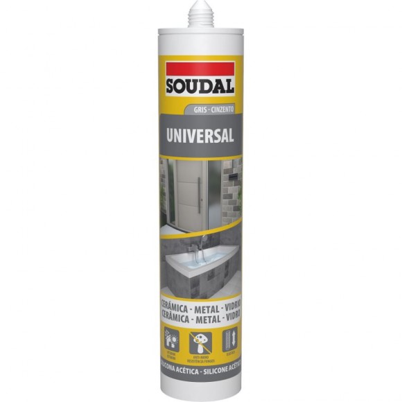 Silicone Universal Acetico Cinzento SOUDAL 300ML Silicone Universal Acetico Cinzento SOUDAL 300ML