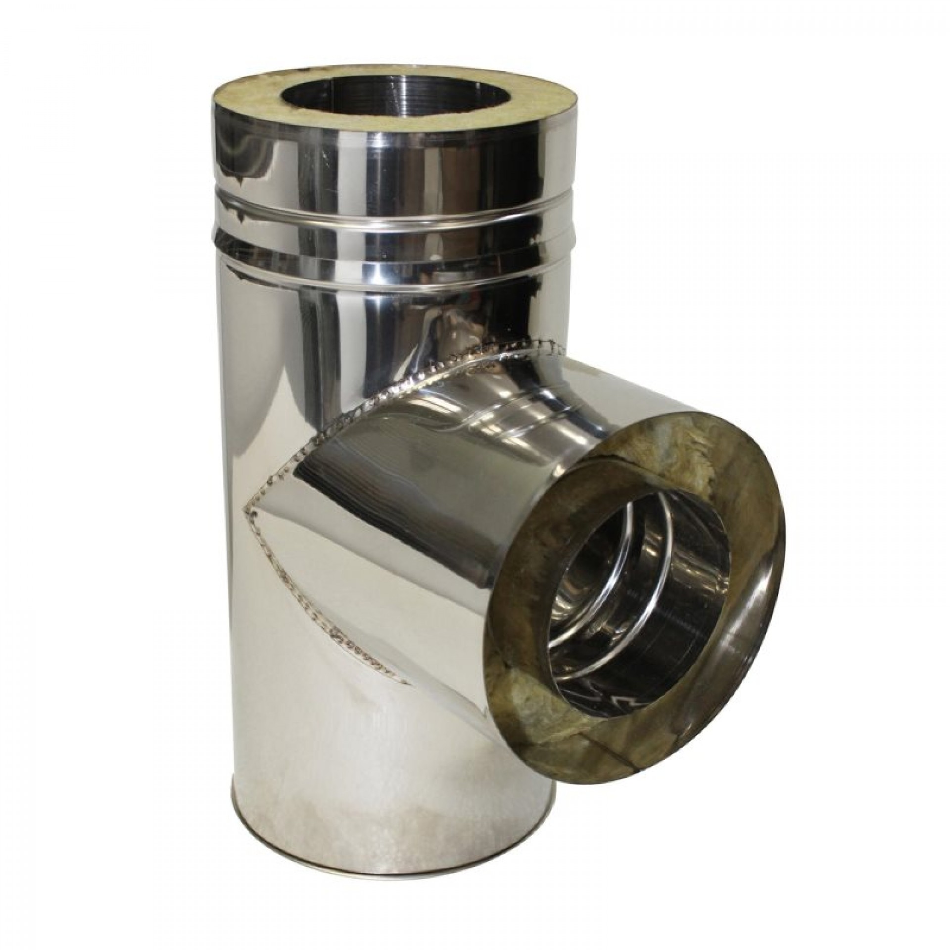 Te c/Tampo 90 Parede Dupla Inox 80/130 Mm