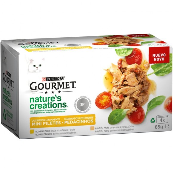 Alimento H�mid Gat Frng Per� 4X85 G GOURMET NATURE
