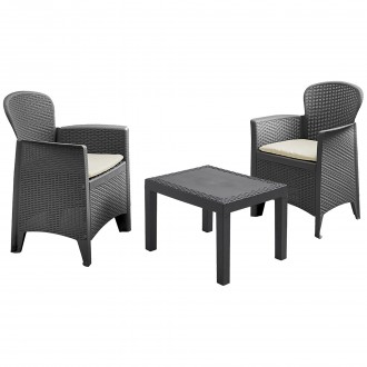 Conjunto Akita Mesa+2 Cadeiras Antracite PROGARDEN