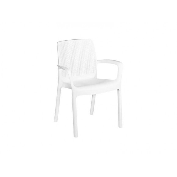 Cadeira Rattan com braco Regina branca