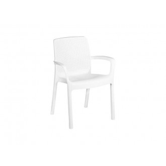 Cadeira Rattan com braco Regina branca Cadeira Rattan com braco Regina branca