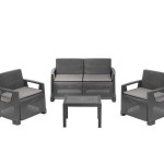 Conjunto Rattan 4 Lugares Varena antracite Conjunto Rattan 4 Lugares Varena antracite