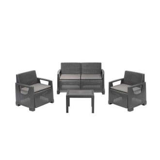 Conjunto Rattan 4 Lugares Varena antracite