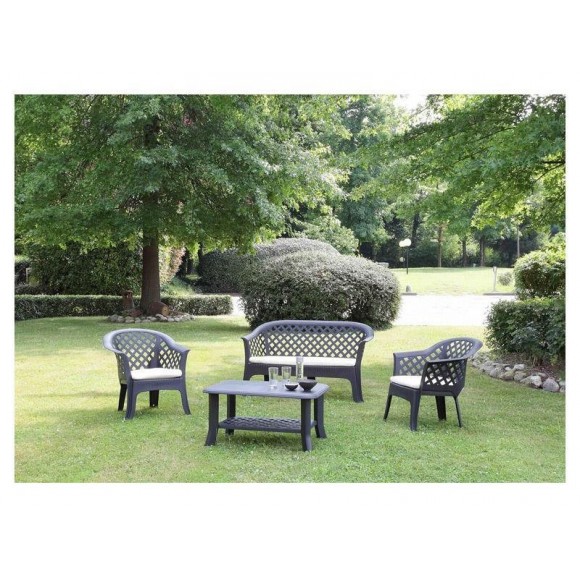 Conjunto Lariana sofa+2 cadeiras+mesa antracite