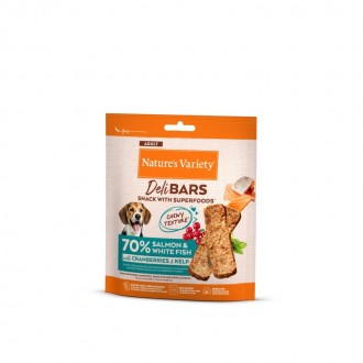 Snack Para Cão Delibars Salmão 70 G NATURE'S VARIETY Snack Para Cão Delibars Salmão 70 G NATURE'S VARIETY