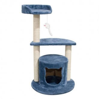 Arranhador Azul Com Plataforma (46,5X46,5X82 CM) RENAPET Arranhador Azul Com Plataforma (46,5X46,5X82 CM) RENAPET