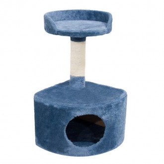 Arranhador Casa Com Plataforma Azul (33X33X58 CM) RENAPET Arranhador Casa Com Plataforma Azul (33X33X58 CM) RENAPET