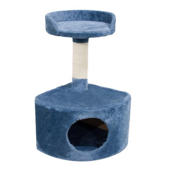 Arranhador Casa Com Plataforma Azul (33X33X58 CM) RENAPET Arranhador Casa Com Plataforma Azul (33X33X58 CM) RENAPET