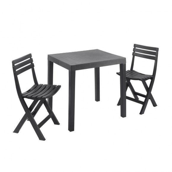 Conjunto Club 2 Cadeiras Com Mesa Antracite PROGARDEN Conjunto Club 2 Cadeiras Com Mesa Antracite PROGARDEN