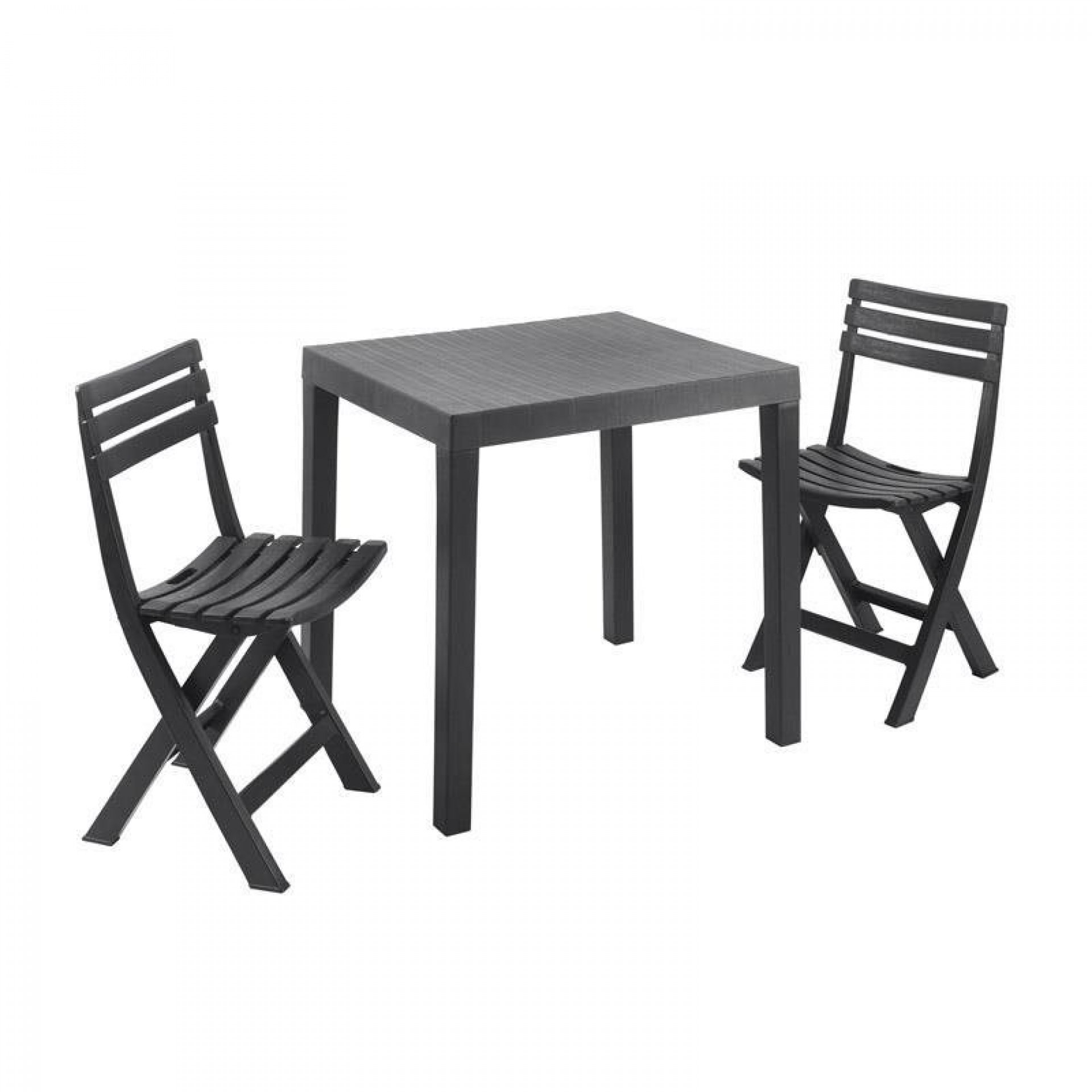 Conjunto Club 2 Cadeiras Com Mesa Antracite PROGARDEN