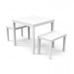 Conjunto Papua Mesa com Bancos Branco progarden Conjunto Papua Mesa com Bancos Branco progarden